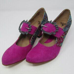 John Fluevog Wonder Moher Magenta/Floral Mary Janes with a Buckle